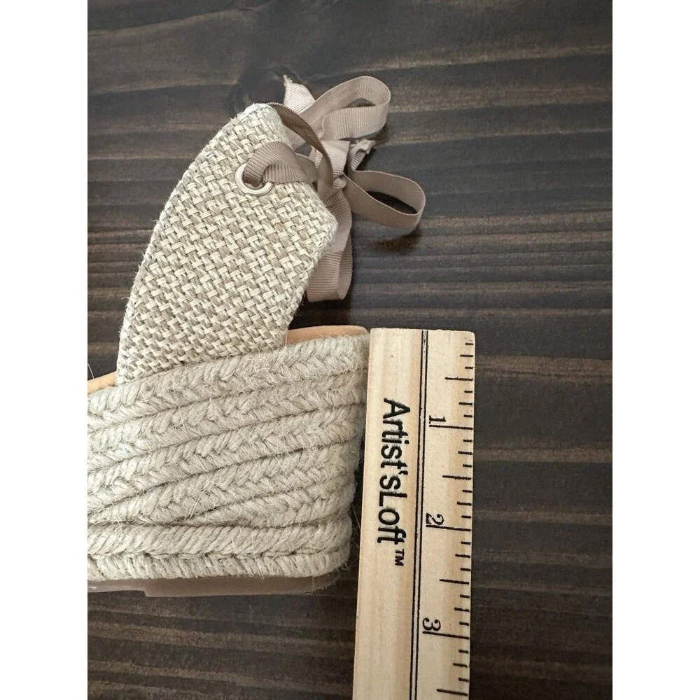 Schutz Wedge Espadrille‎ Tie Ankle Sandals Suede Peach Orange Women's 9 EU 40